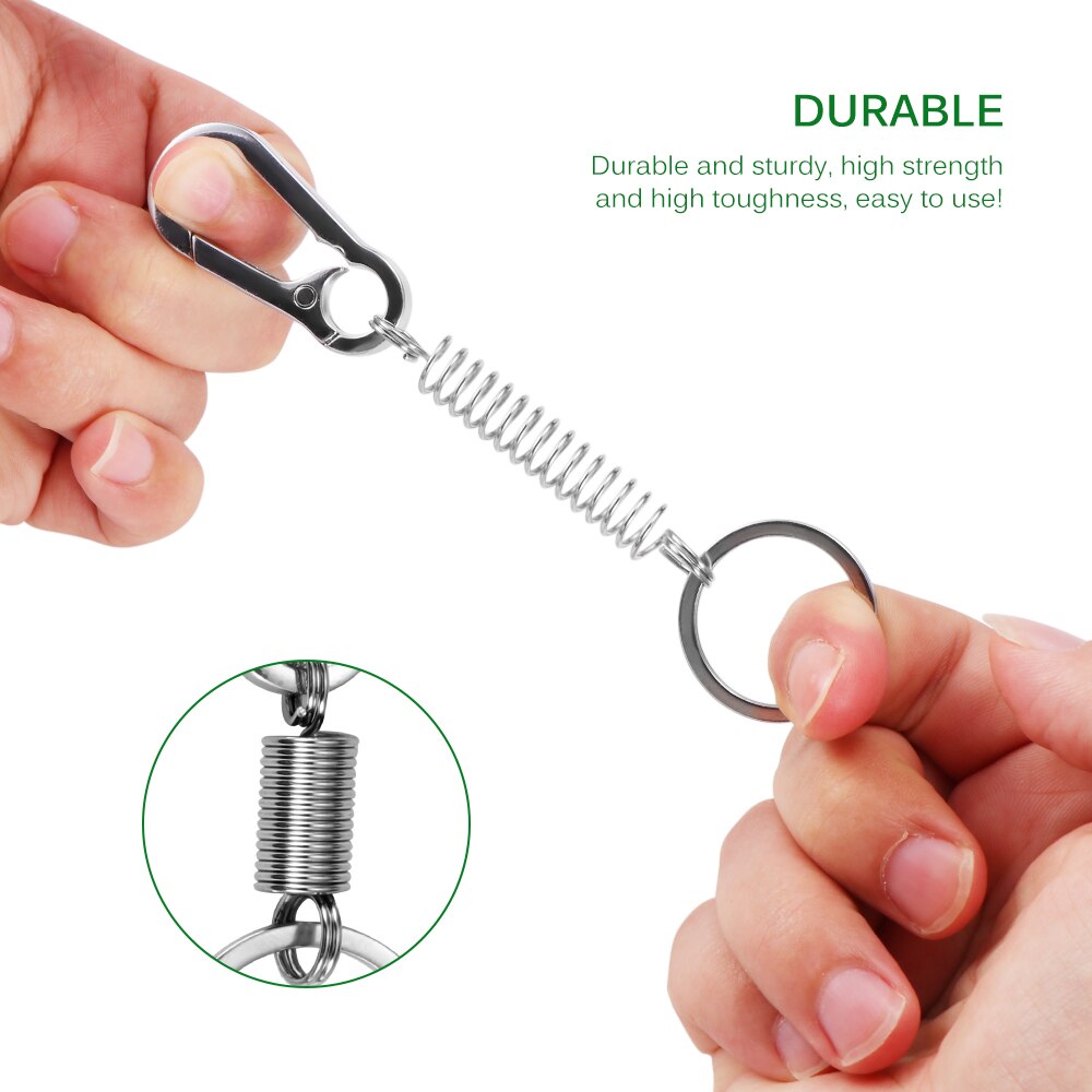 Vingtank eenvoudige, sterke karabijnhaakvormige sleutelhanger van roestvrij staal, sleutelhanger voor mannen, klimhaak, sleutelhangerringen