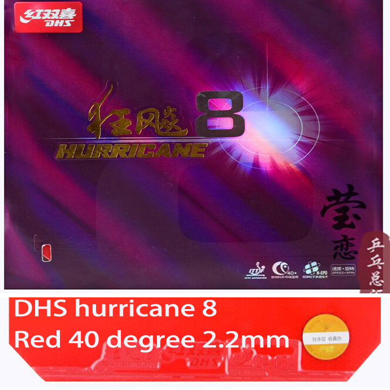 DHS-raqueta de tenis de mesa hurricane 8 Original, tenis de mesa con granos de goma para más de 40 raquetas, control deportivo y bucle de ping pong: red 40 sponge 22