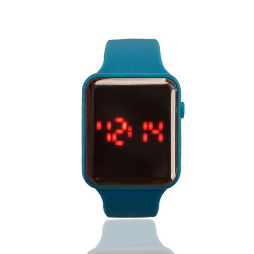 Sporthorloge diverse kleuren optioneel digitaal display led elektronisch horloge rubberen band vrijetijdsgedeelte: Marine