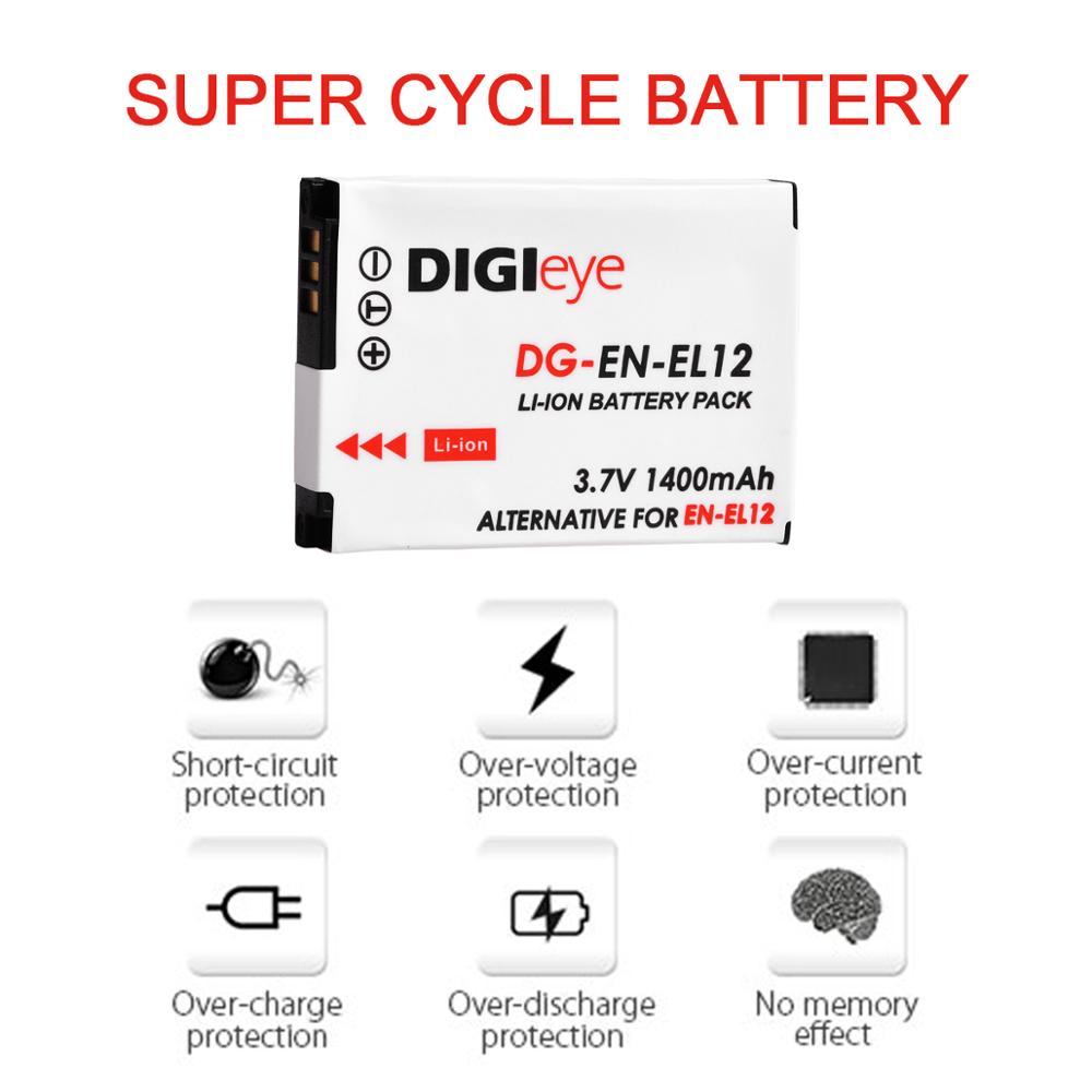 1400mAh EN-EL12 ENEL12 es EL12 batería para Nikon Coolpix A1000 B600 W300 A900 AW100 AW110 S6300 S8100 S8200 S9300 S9400 P310