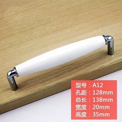 White Ceramic Door Handle Knob Cabinet Pull Modern Drawer Pull Handles Round Knob Furniture Hardware Silver Chrome 96 128mm