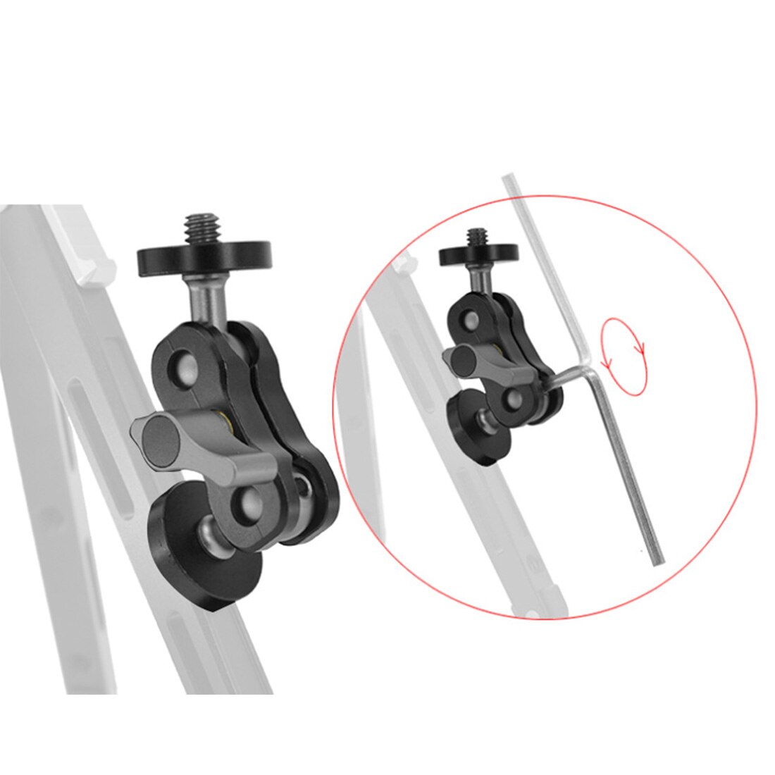 Chaussure chaude multifonction à double tête sphérique, pour trépied 1/4 pouces, bras magique, adaptateur Super pince articulé pour moniteur, lumière LED, appareil photo DSLR