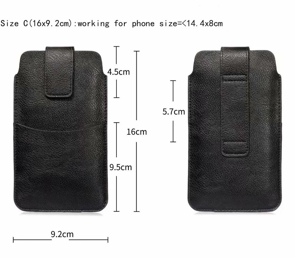 Pu Riem Mobiele Telefoon Case Pouch Voor Htc U12 Leven/U11 Ogen/U11 Plus/U Ultra, desire 12 Plus/12S, Een X10,Desire 10 Levensstijl: SizeC Black 16x9.2cm