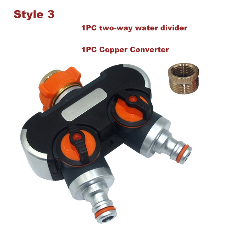Garden Irrigation Valve 2-Way Water Tap Splitters Outdoor Tap And Faucet 1/2" 3/4" Water Divider Garden Watering Distributor: Red