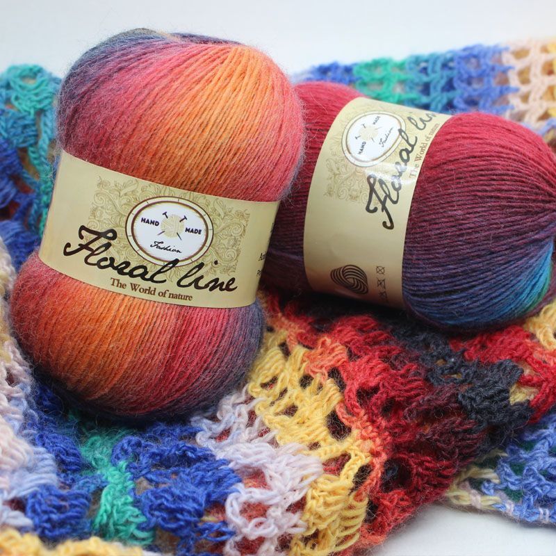 Yarn 5pcs X 100g Rainbow Line Fancy Melange Yarn 100% Cashmere Wool Yarn knitting 20 Colors