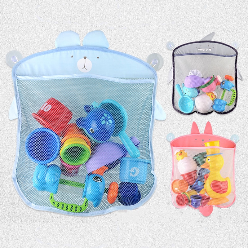 Badeværelse baby legetøj taske multifunktionelle sugekop opbevaring mesh poser baby bad legetøj miljøvenlig mesh barn børn legetøj poser