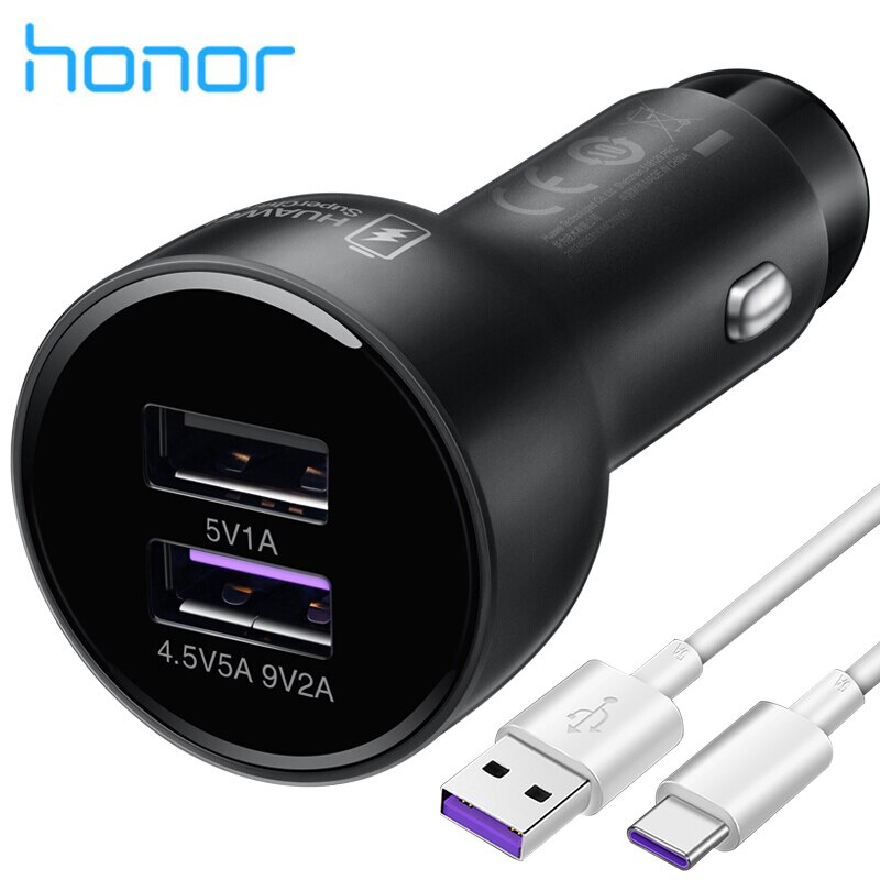 Huawei Honra AP38 Supercharge Carro USB Original V10 V20 V30 20 30 20pro Note10 Mate30pro Mate20pro P40pro P30pro P20pro P10plus: Honor AP38C Black