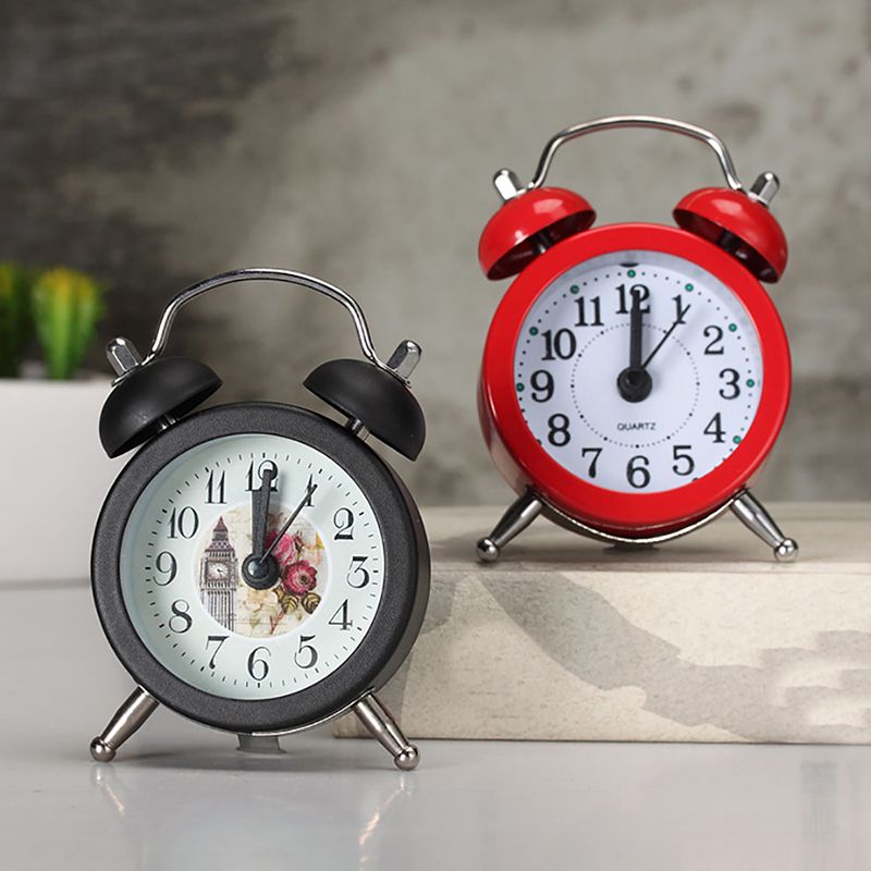 Popular Clock Small Bed Alarm Clocks Cute Mini Metal Small Alarm Clock Desk Alarm Clock Lovely Toy For Bedroom Home