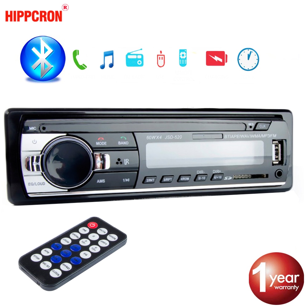 Hippcron Auto Radio Stereo MP3 Speler Digitale Bluetooth 60Wx4 Fm Audio Muziek Usb/Sd Met In Dash Aux Input