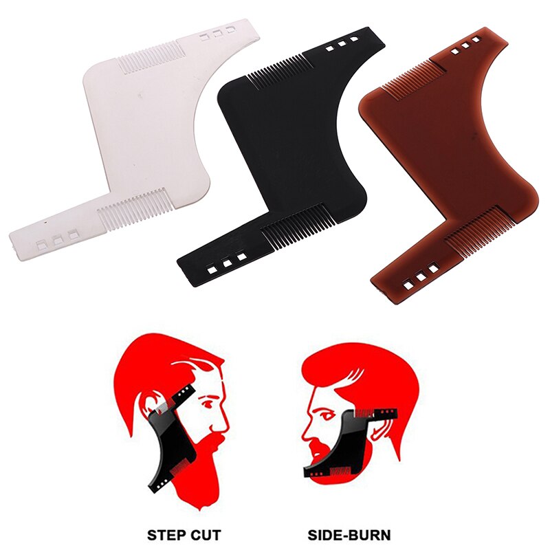 1pc män skägg stil kam utseende mustasch formning frisör plast hår formning styling mall linjal kammar
