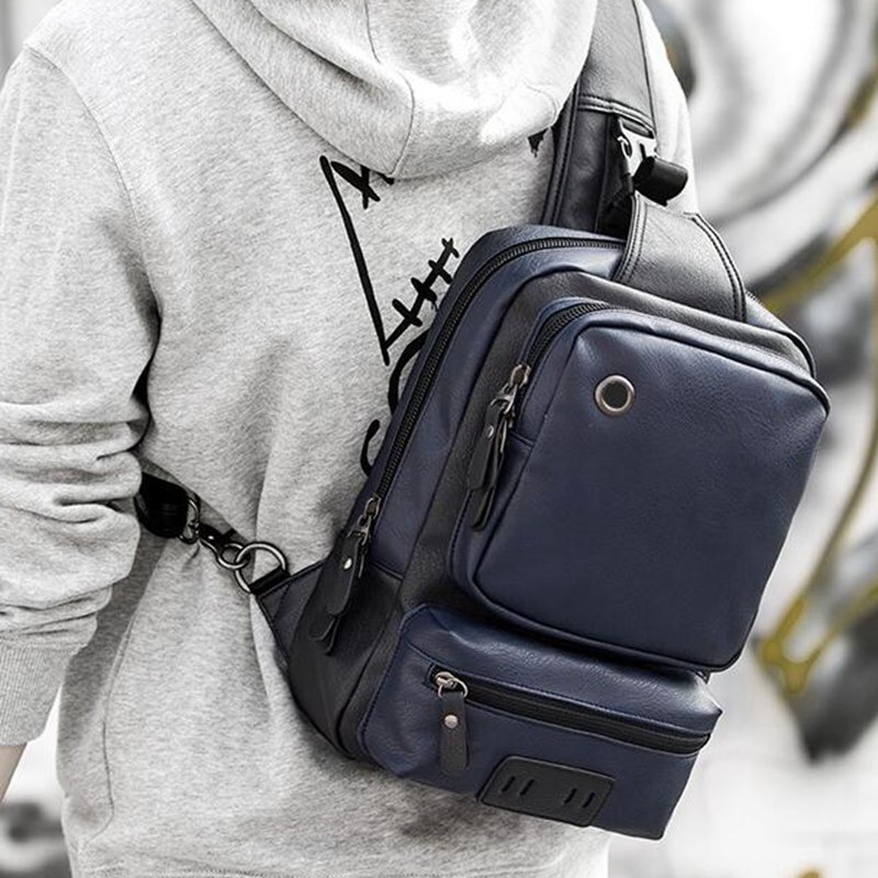 hommes sac à bandoulière Vintage hommes sac à bandoulière hommes poitrine sacs décontracté PU cuir hommes Messenger sac L51