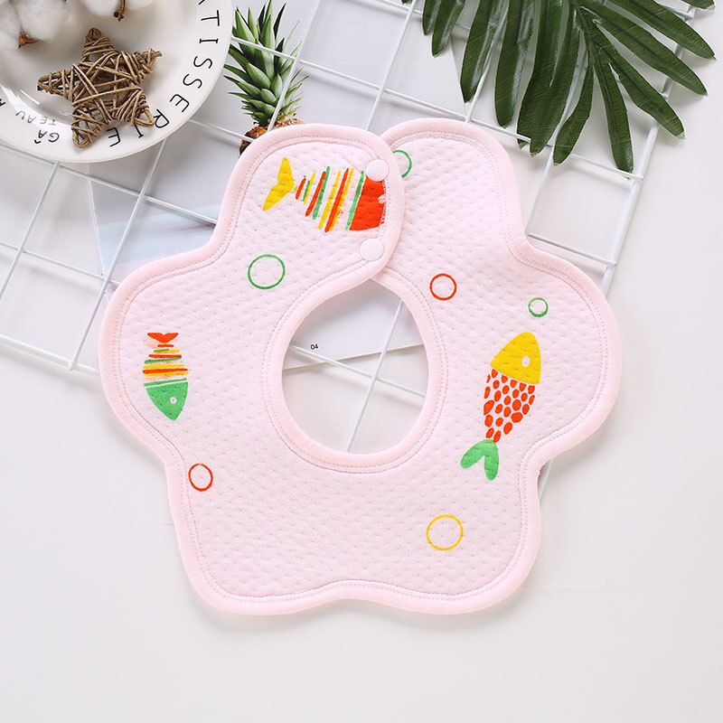 Baby Lätzchen Druck 360 ° Rotierenden Saugfähigen Speichel Handtuch Babys Zubehör Neugeborenen Weich und Bequem Baby Waren für Baby Jungen: Rosa Fisch