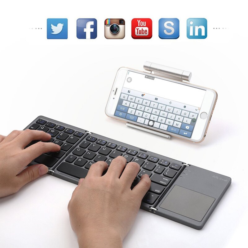 Handy Bluetooth Wireless Three Foldable Keyboard With Folding Touchpad Portable For IOS/Android/Windows ipad Tablet Keyboard
