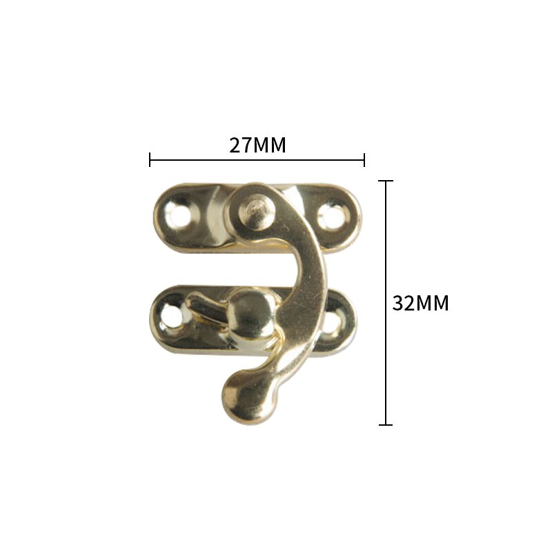 10 Uds. De cerrojo decorativo de Metal antiguo pequeño, gancho de , candado para joyero de madera con tornillos para herrajes de muebles: Right hook Yellow