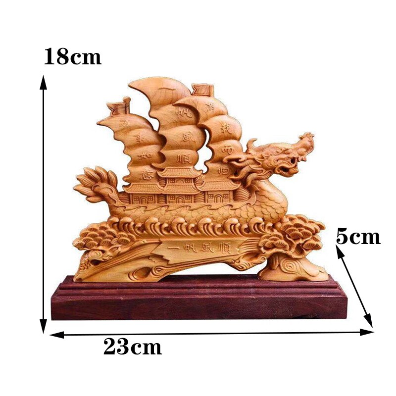 Wooden dragon boat decorations Home decoration accessories Chinese style solid wood auspicious animal carving modern handicraft