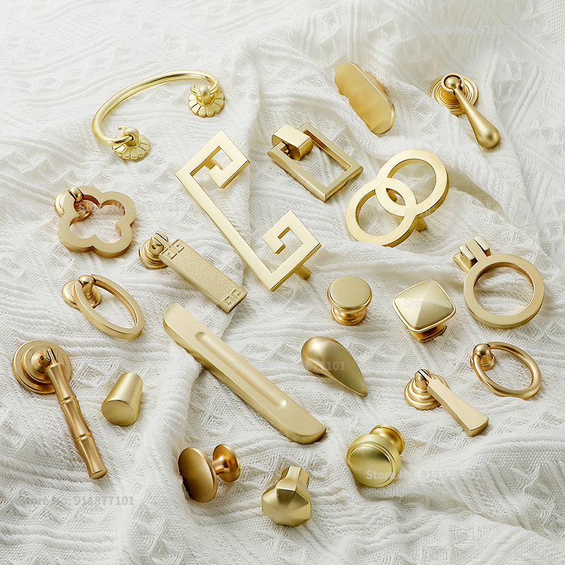 Manijas de cajón para muebles, pomo de cocina para puerta, cajón, muebles de cocina, anillos dorados de un solo orificio