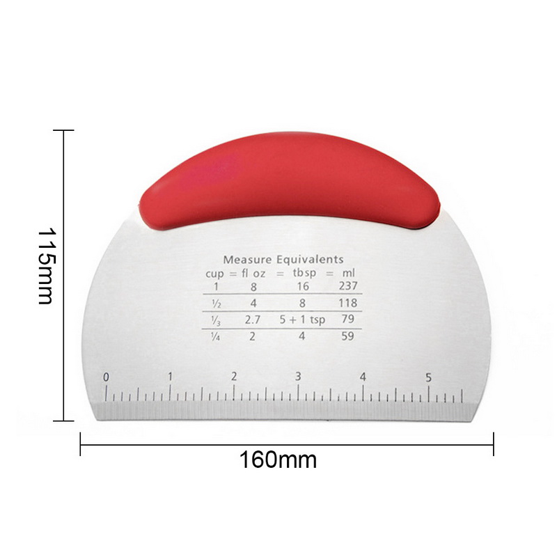 Pastry Scraper Chopper Flour Pastry Cutter with Scale Stainless Steel Flour Dough Pizza Cutter with Comfortable Handle