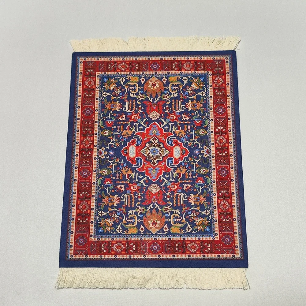 Woven flower Persian carpet small coaster merchants mouse pad desk mat retro style rubber non-slip computer mats