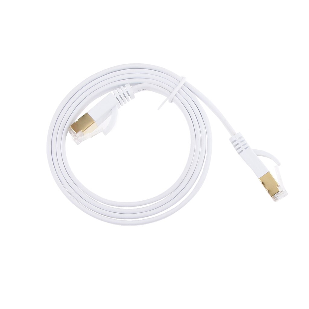 1M Wit 10Gbps Cat7 RJ45 Ethernet Flat Patch Netwerk Lan Afgeschermde Kabel Snelheden Tot 10Gbps over 100 M Run Van Kabel