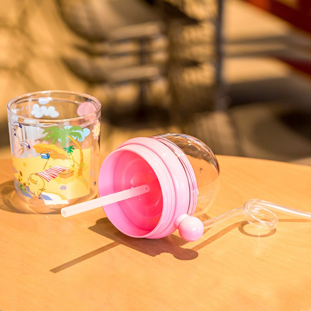 250ml børn vandspray kop tegneserie hval baby fodring kopper med halm vandflaske udendørs krus