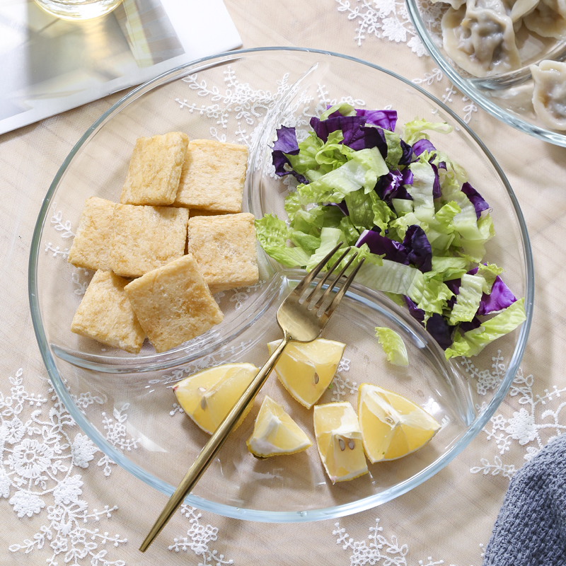 Glass tredelt tallerken frokost fruktsalat separat dessert snack tallerken  pf9062