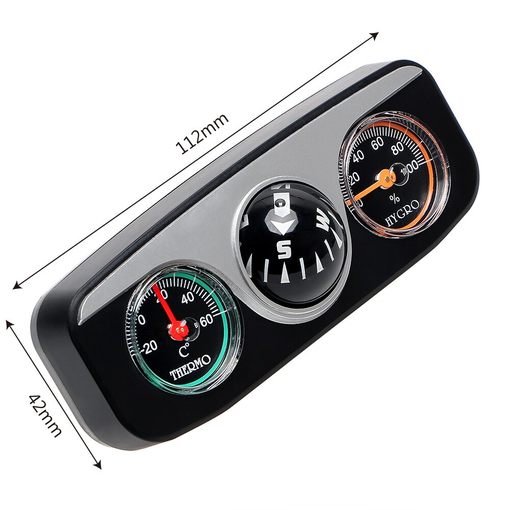 Car Dashboard Compass Thermometer Hygrometer for Auto Marine Vehicles 3 in 1 Guide Ball Navigation Compass Interior Accessories
