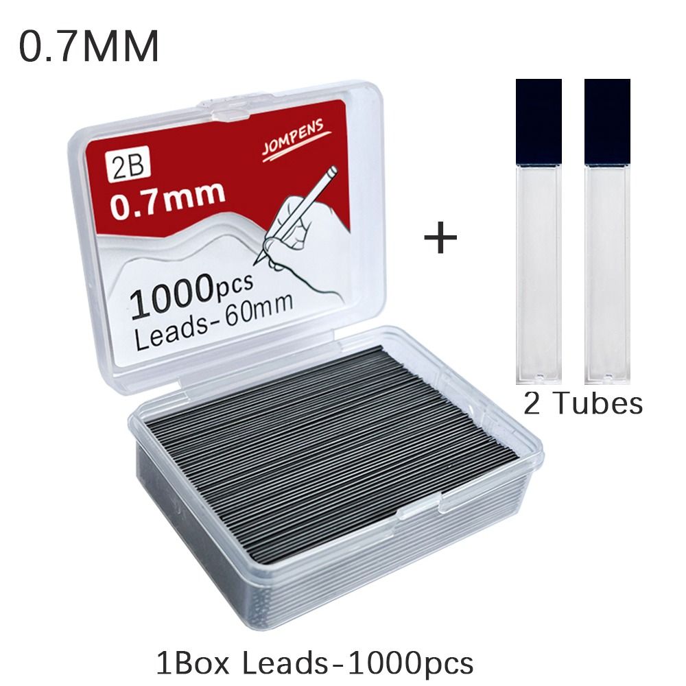 1000 st/ask mekanisk penna 0.5/0.7/0.9 2b 60mm längder utbytbara automatiska pennpåfyllningar konstskiss teckningsmaterial: Färgad