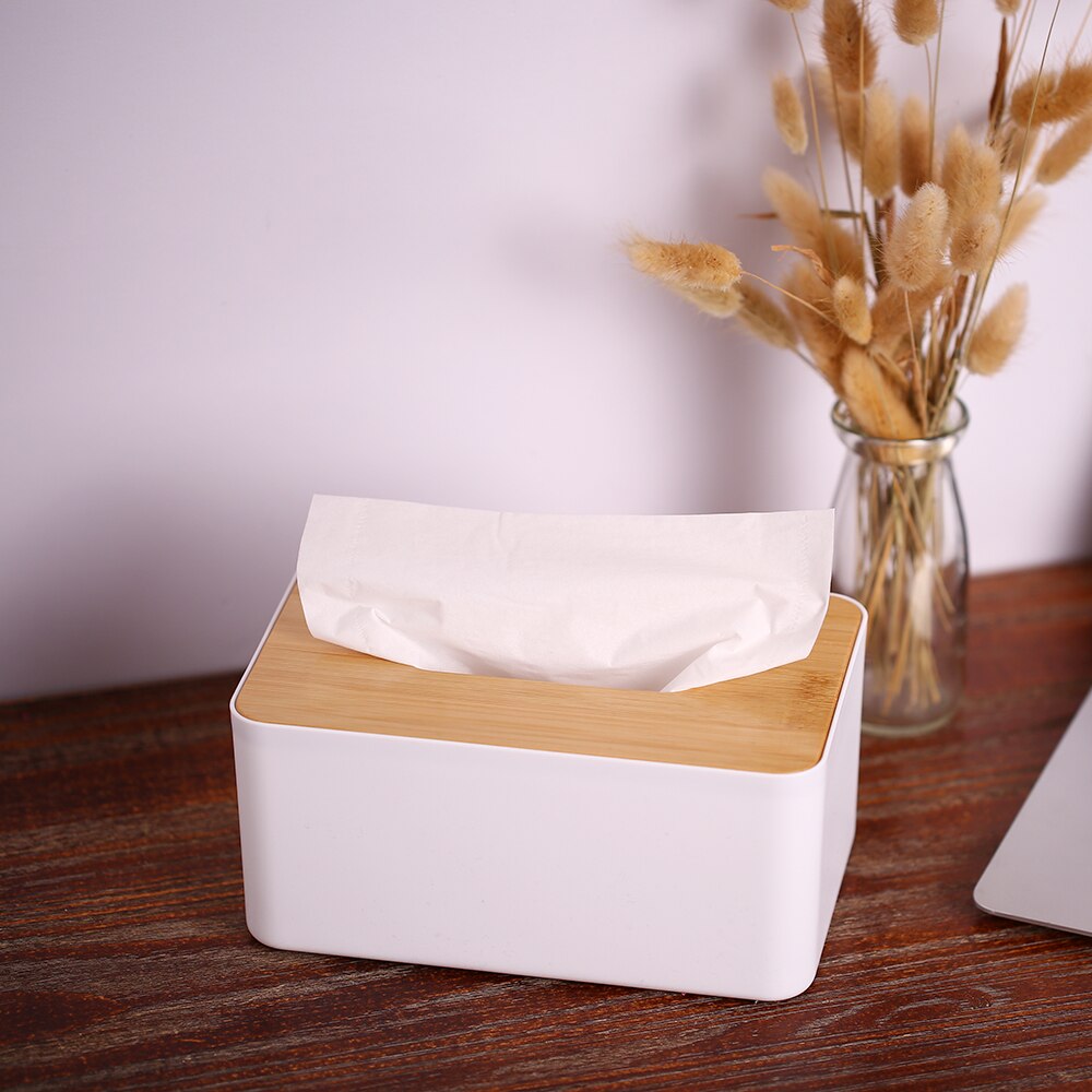 Moderne Tissue Box Servet Case Weefsels Papier Rolhouder Met Natuurlijke Bamboe Cover Plaat Ronde Tissue Box Voor Thuis Kantoor hotel