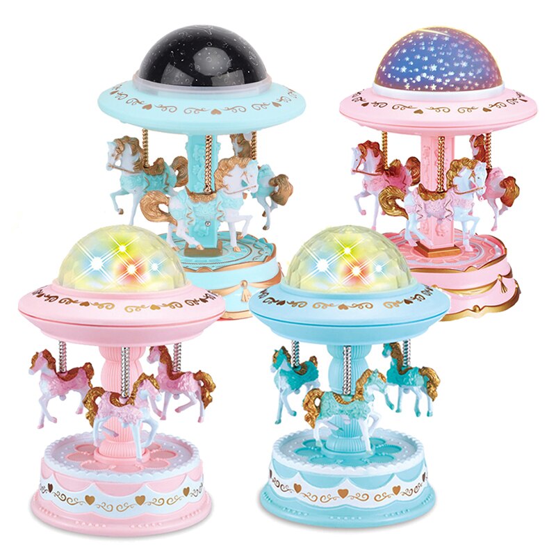 Baby Lichtgevende Speelgoed Starry Light Night Carrousel Muziekdoos Speler Projector Lamp Baby Kids Led Slaap Sussen Verlichting