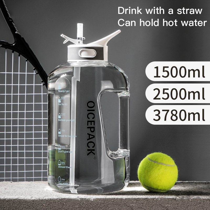 Bottled Joy Large Capacity 3.78L 2.5L Sports Water Bottles With Straw Lid Hiking Plastic Ton Barrel Pipette Cup Juice Milk Cups