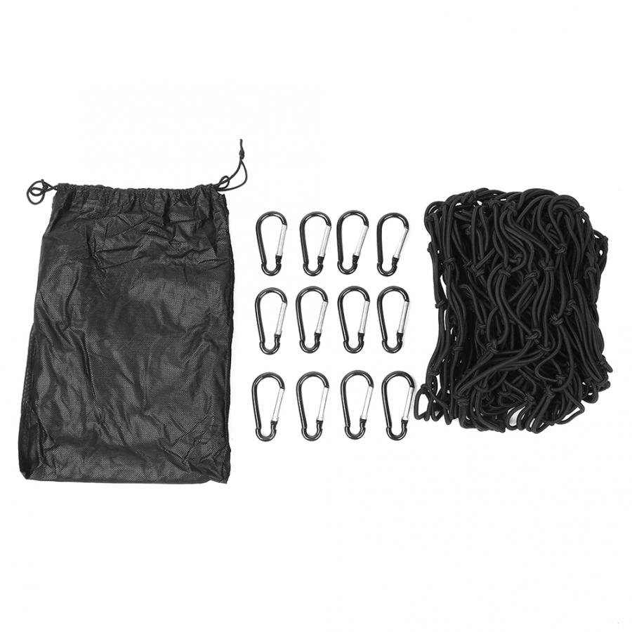 180*120cm bil trailer tagbøjler net elastisk gummi laster bagageopbevaring mesh organizer kroge auto tilbehør