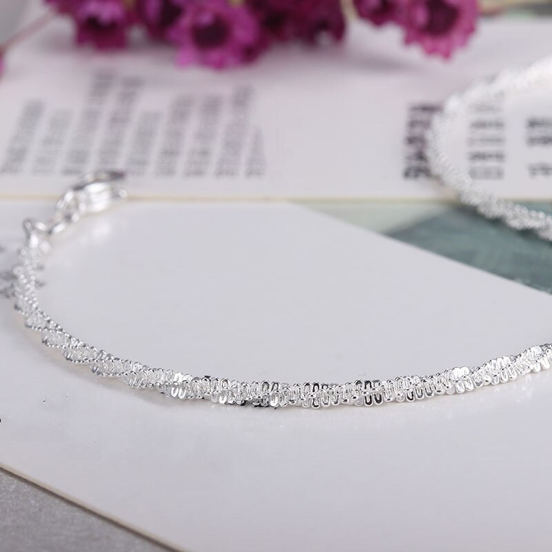 Mode 925 Sterling Zilveren Enkelbandje fijne Sieraden Eenvoudige Gypsophila Voet Ketting Voor Vrouwen Meisje S925 Zilver Enkelbandje Been Armband