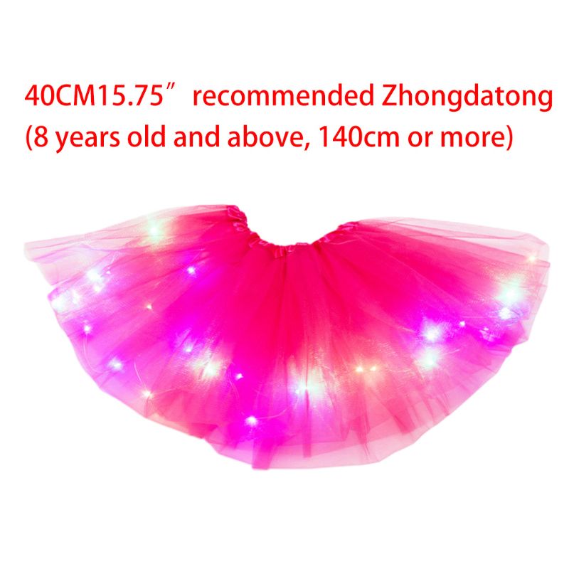 B2EB donne ragazze Neon colorato LED balletto danza Tutu gonna a pieghe a strati Tulle illumina luminoso abito corto Costume da festa