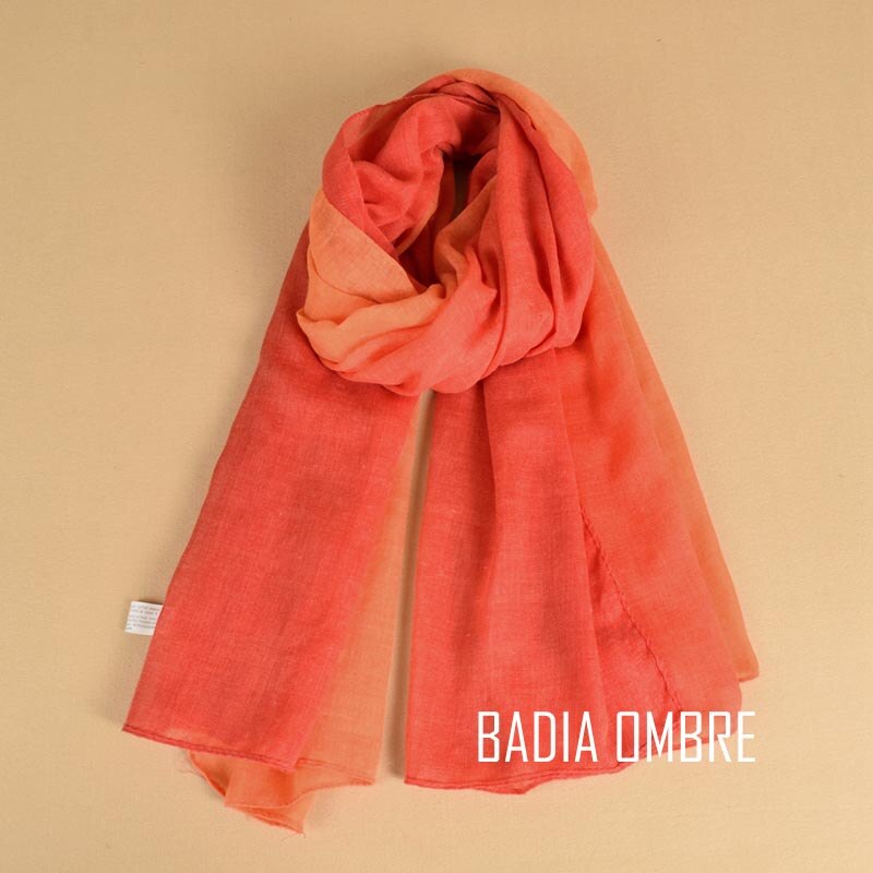 Et stykke kvinder ombre hijab tørklæde muslimske hijabs viskose bomuld islam hovedomslag kvinder foulard maxi sjal tørklæder: Orange ombre