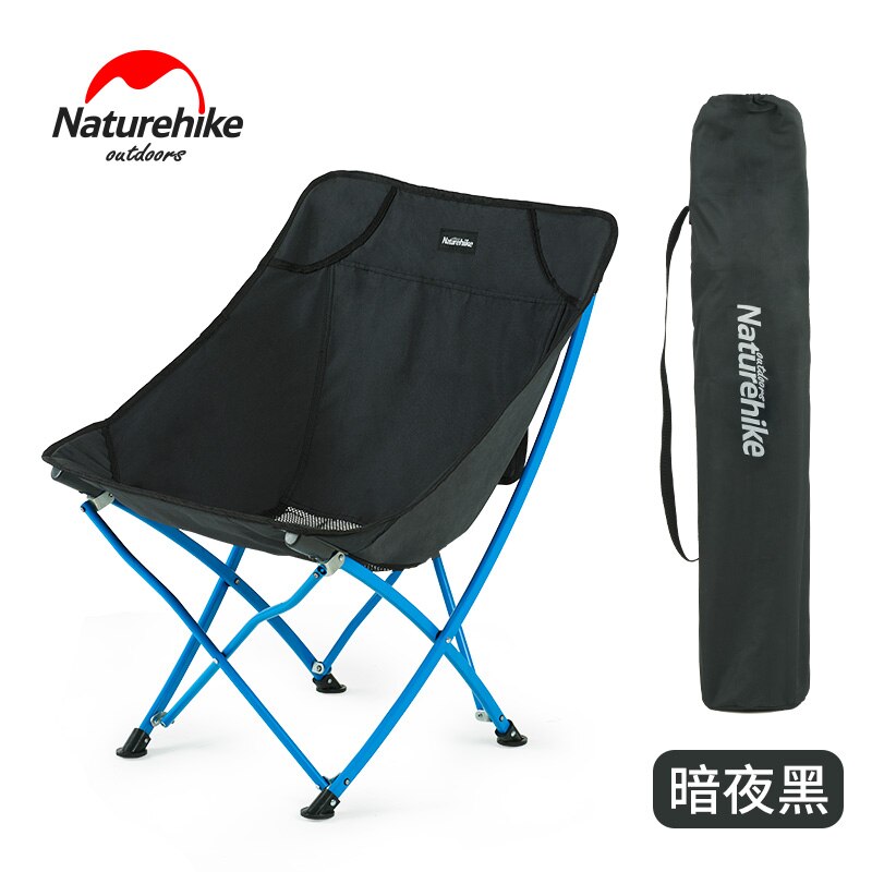 Naturehike YL04 Vissen Stoel Draagbare Klapstoel Camping Wandelen Tuinieren Barbecue Rugleuning Stoel Kruk: Black