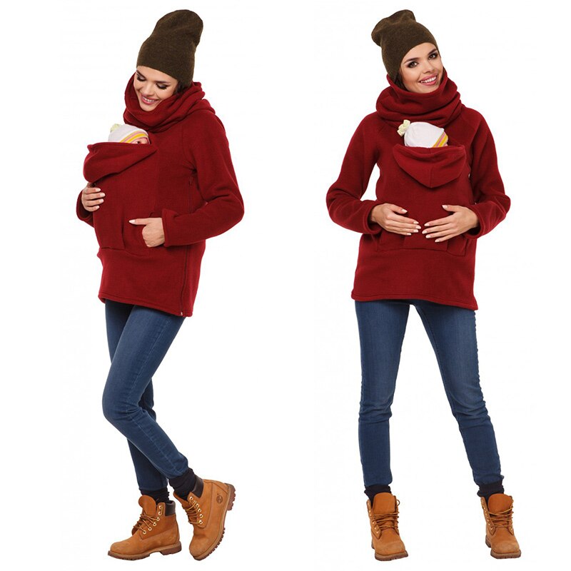 SMDPPWDBB-manteau kangourou multifonctionnel pour femme, modèles d'hiver, pull ondulé imprimé , manteau à manches longues de