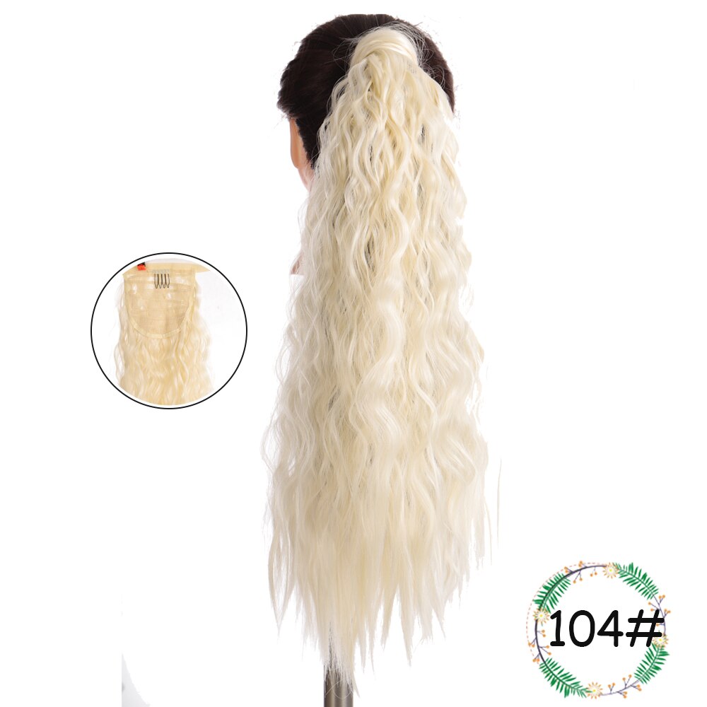 Weilai extensions syntetisk wrap on clip hestehaler majs bølget hestehale hårstykke ombre brun rød falsk hår lang hestehale paryk: M022-104