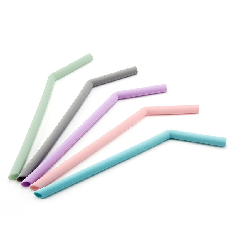 6Pcs Herbruikbare Siliconen Rietjes Vouwen Rietjes Set Kleurrijke Koffie Thee Bar Accessoires Drinkware Partij Reizen Essentieel