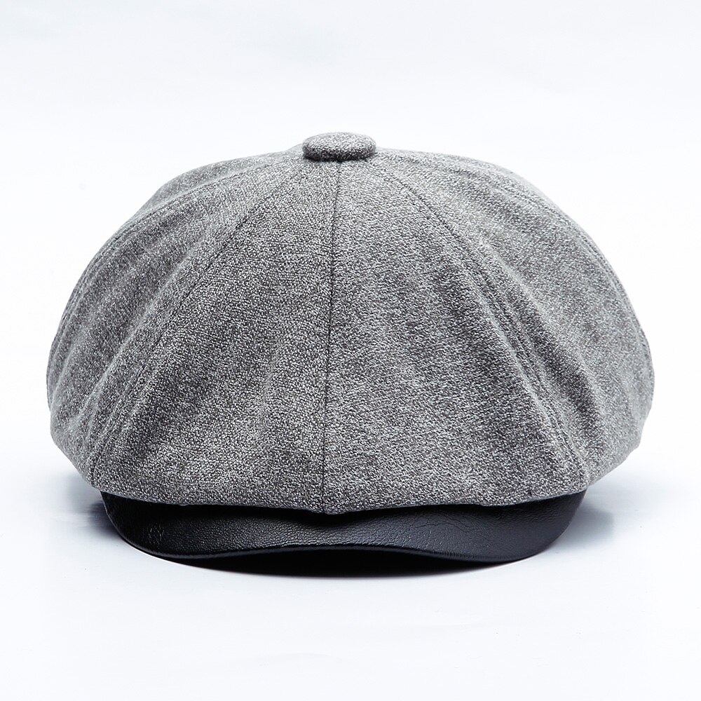 Gorra de Tweed Gatsby Newsboy para hombre, gorro grueso de terciopelo para otoño e invierno, gorra plana de lana para conducir en Golf, boina Unisex, sombrero Ceñidor peaky: Light grey / 60cm