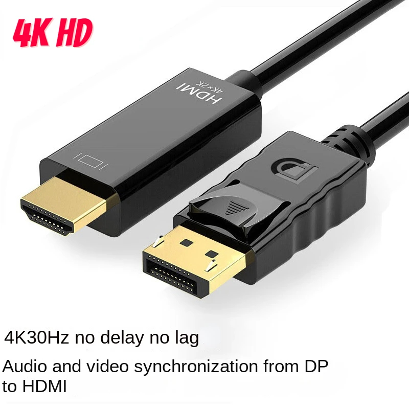 DP-zu-HDMI-Kabel, 1,8 m, 4K-HD-Adapterkabel, Computer-Monitor-Kabel, wandelt große DP-zu-HDMI um