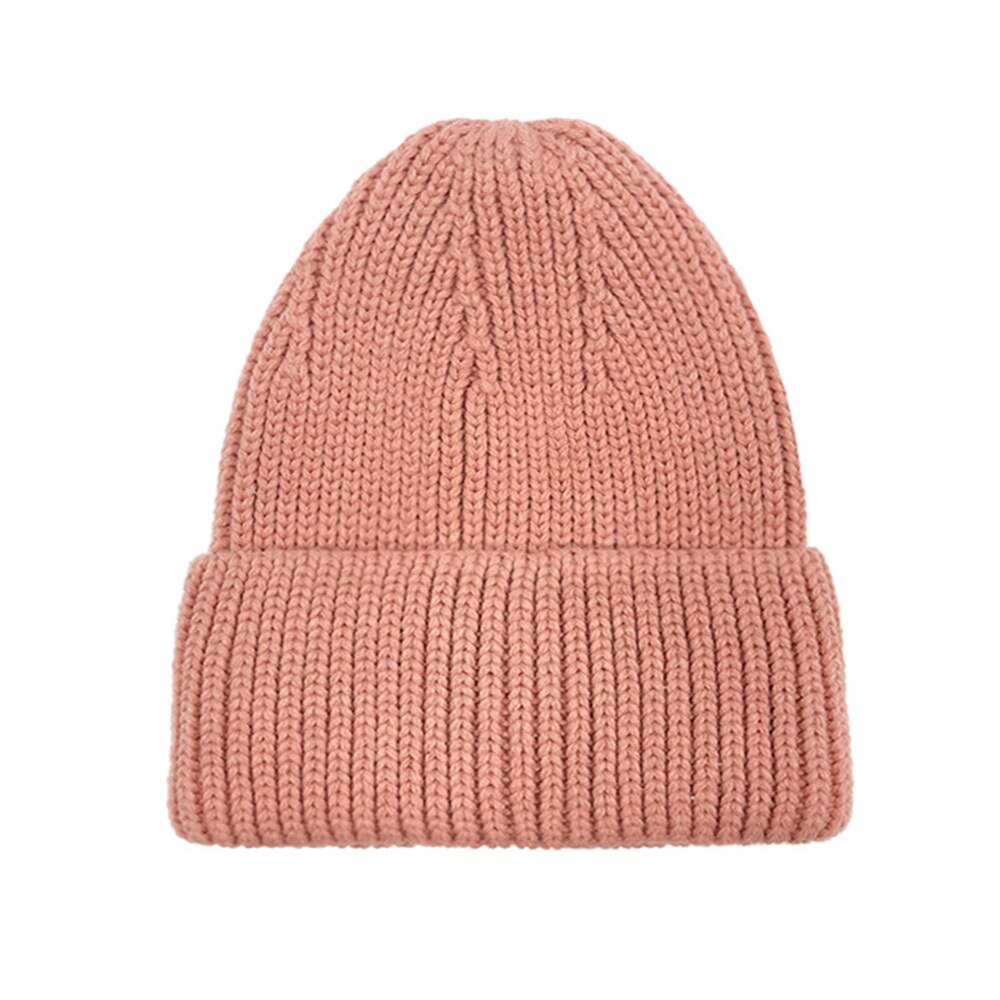 Cappello da donna inverno 2021 berretti cappellini con teschio lavorato a maglia Chapeau Femme Casual solido adulto copricapo berretto Skullies costine: Peachy Pink