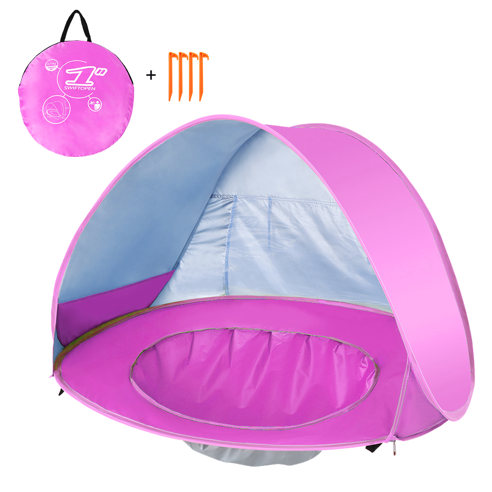 Piscina refugio solar para niños y bebés tienda de campaña para la playa, toldo, tienda de acampada, impermeable, Anti-UV, piscina de bolas portátil: Rojo