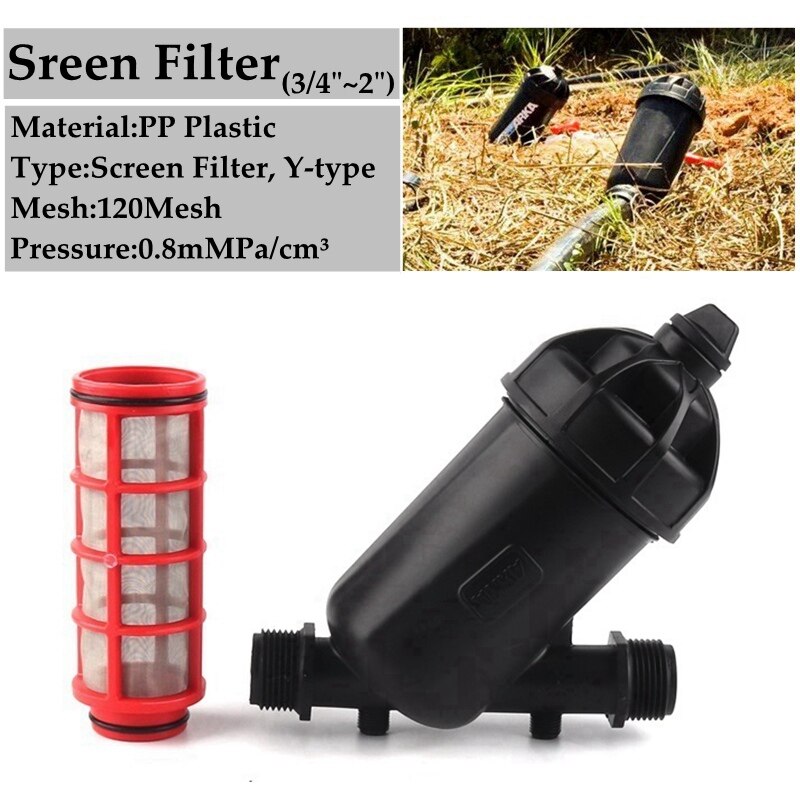 120Mesh 3/4"~2" Irrigation Filter Agricultural Drip Irrigation Screen Filters Greenhouse Micro Watering System Pipe Filter