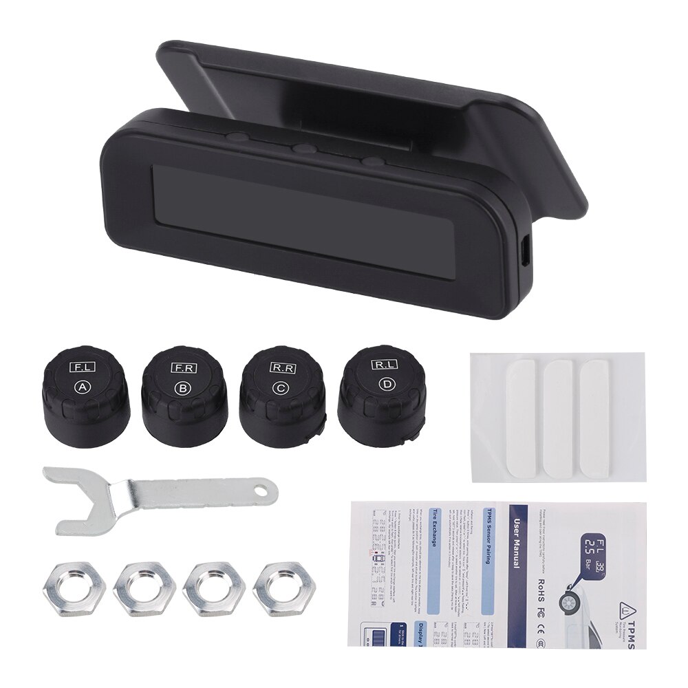 Car TPMS Tyre Pressure Monitoring System Tyre Pressure Auto Security Alarm Systems Digital LCD Display Battery External Sensor: Wireless Solar