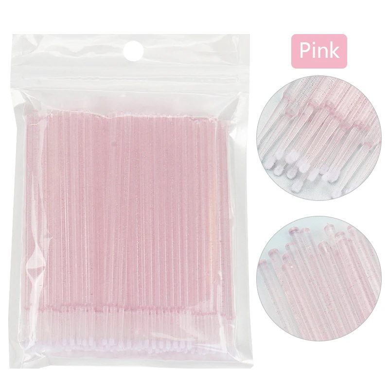 100Pcs Eyelash Cleaning Brush Lash Extension Micro Cotton Swab Individual Eyelashes Microbrush Beauty Makeup Clean Remover Tools: PURPLE
