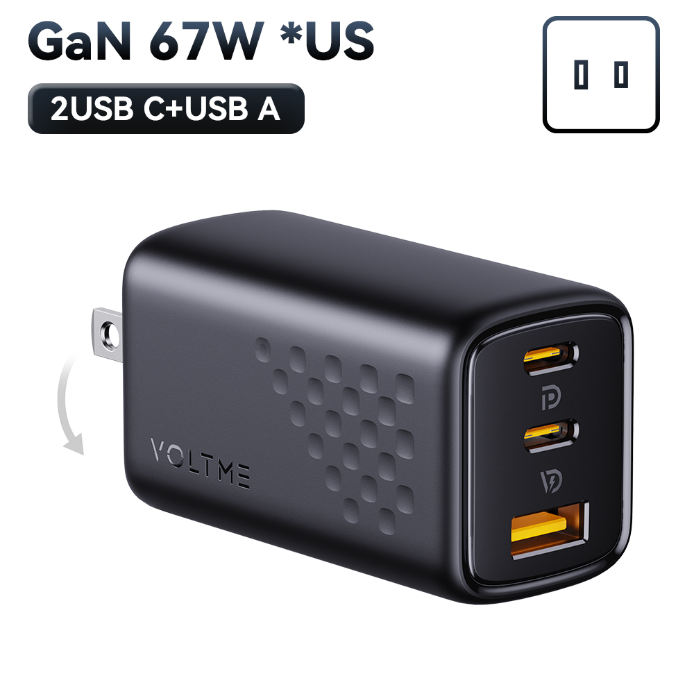 VOLTME 67W GaN chargeur Charge rapide 4.0 PD3.0 Charge rapide Type C chargeur pour Macook iPhone 15 14 13 Pro Max Samsung S23 Xiaomi: IL