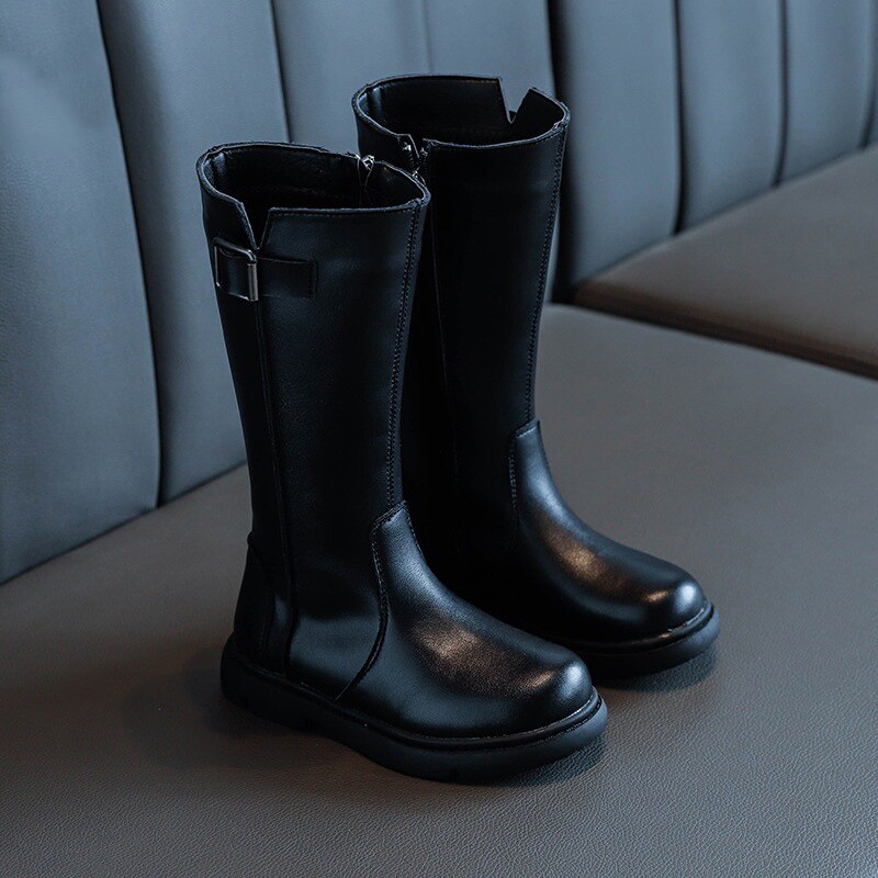 Bottes au dessus du genou pour filles, chaussures d'automne montantes, princesse et fermeture éclair sur le côté, faciles à porter,