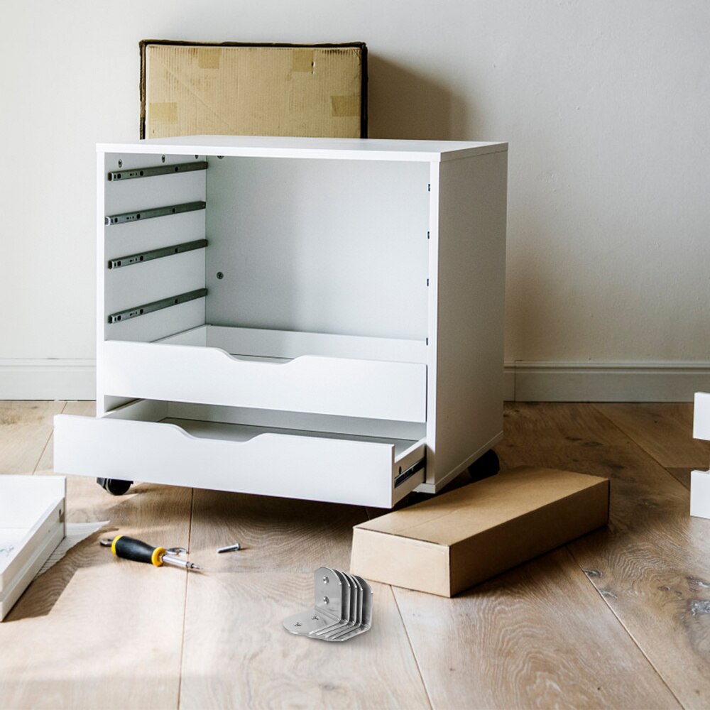 5pcs Thickened Stainless Steel Corner Angle Bracket Fixed Fittings (Silver)