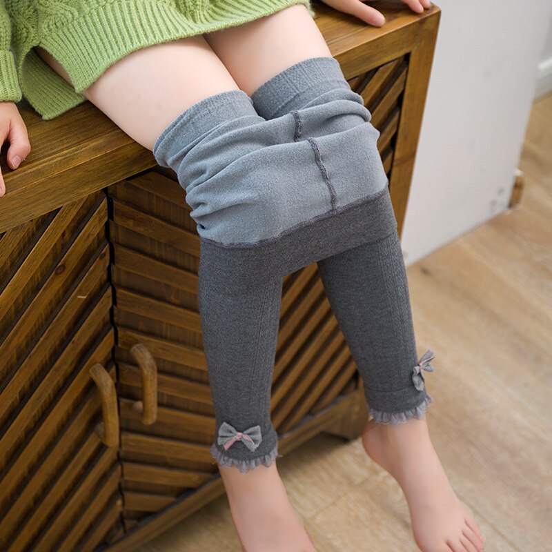 Leggings et pantalons chauds d'hiver pour filles, nouvelle Ins pour enfants de 2 à 11 ans,: GRAY / L(105-120cm)