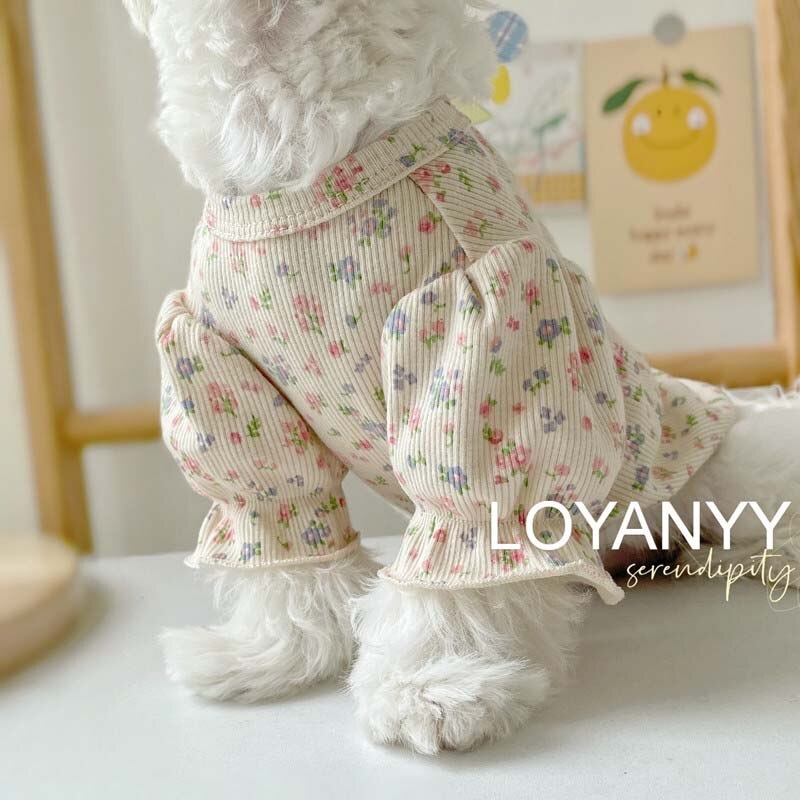 Puff Mouwen Bloemen Hond Kleding Zomer Dunne Huisdier Kleding Puppy Cat Kleding Bichon Teddy Hond Kleding Kleding Voor Kleine Honden huisdieren